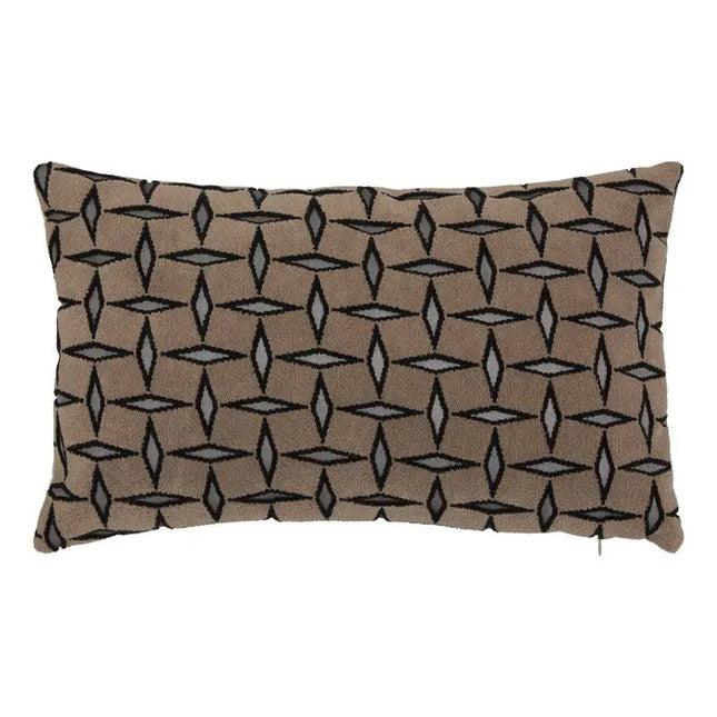 Almohada "Diamante" de 50x30cm, jacquard gráfico marrón - 215338A