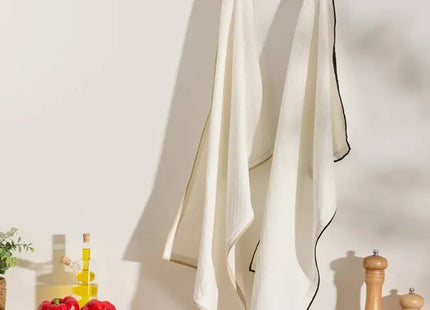 Juego de 2 paños de cocina con textura de gofre, 70x45 cm, algodón blanco - 215373C