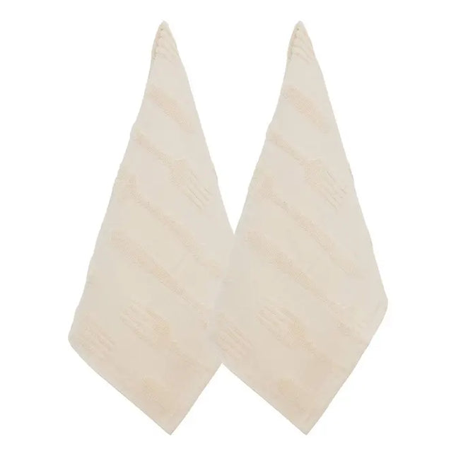 Juego de 2 paños de cocina con textura de gofre, 70x45 cm, algodón blanco - 215374A