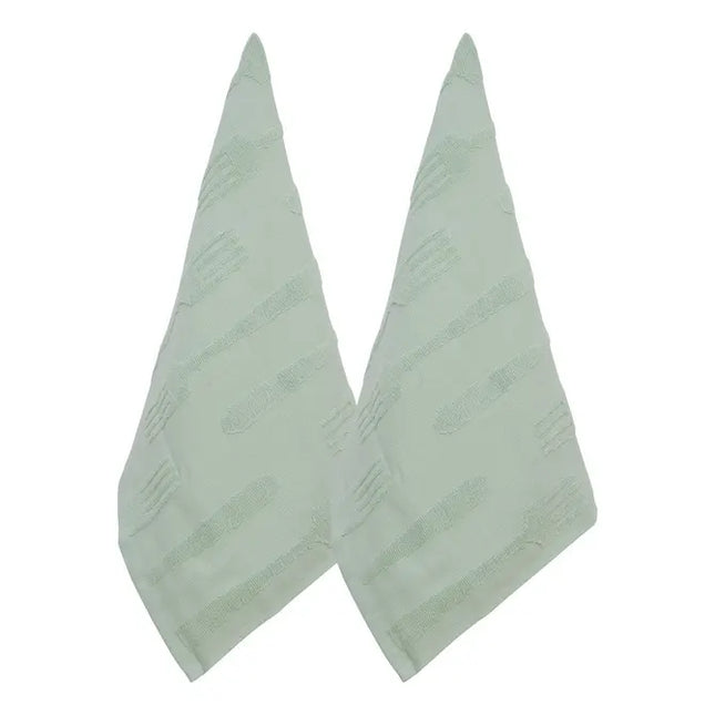 Juego de 2 paños de cocina con textura de gofre, 70x45 cm, algodón verde celadón - 215374B