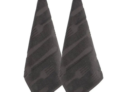 Juego de 2 paños de cocina con textura de gofre, 70x45 cm, algodón gris - 215374C