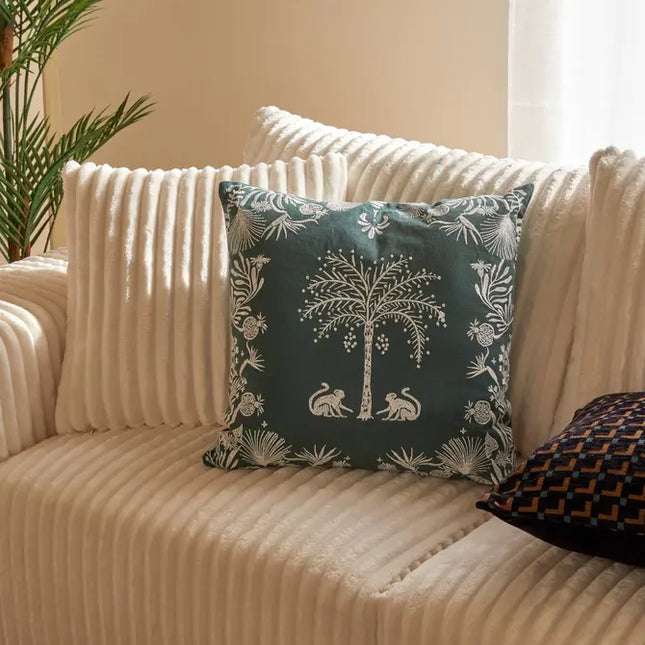 Almohada bordado "The Palm Resort" 45x45cm verde - 215448A