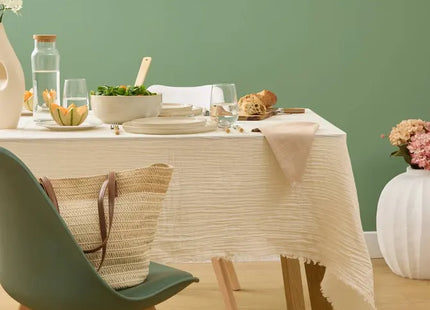 Mantel "Vela" de 150x250cm, gasa de algodón blanco cálido - 215472A