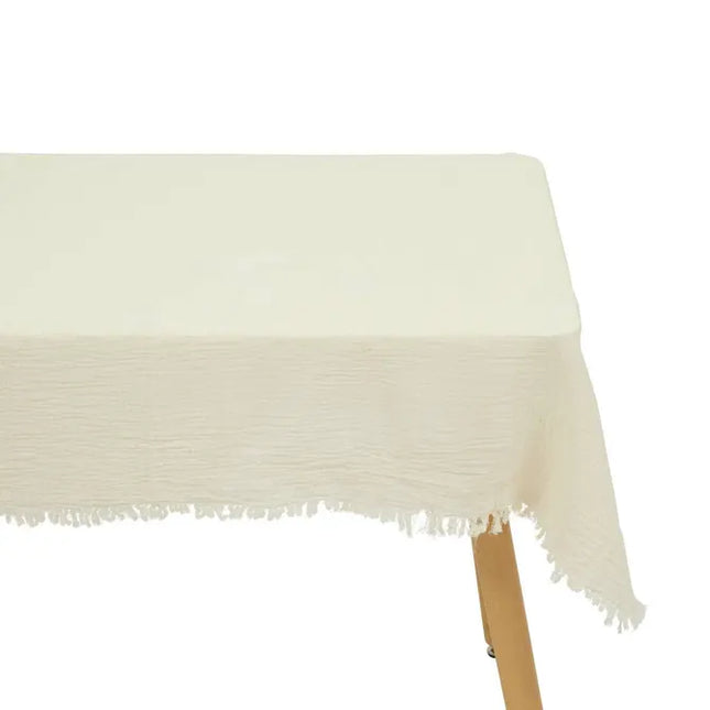 Mantel "Vela" de 150x250cm, gasa de algodón blanco cálido - 215472A