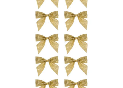 Juego de 10 mini lazos dorados brillantes para árbol de Navidad - 215670