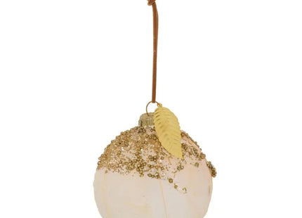 Bola de Navidad de cristal con motivo de hojas y cuentas, 8cm de diámetro - 215737