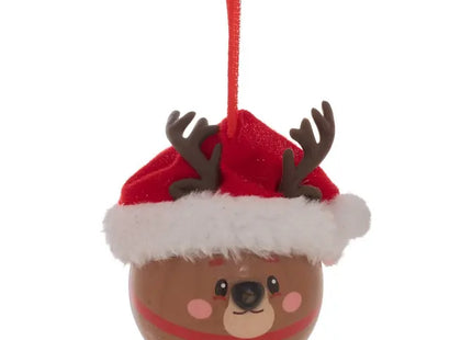 Bola de Navidad de papel luminosa con nariz de reno y luces LED, 6,5 cm de diámetro- 215745