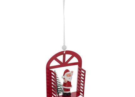 Adorno navideño para ventana con Papá Noel, muñeco de nieve y árbol de metal, 14 cm - 215756