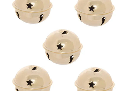 Juego de 5 adornos navideños de metal dorado con cascabeles, 5 cm - 215760