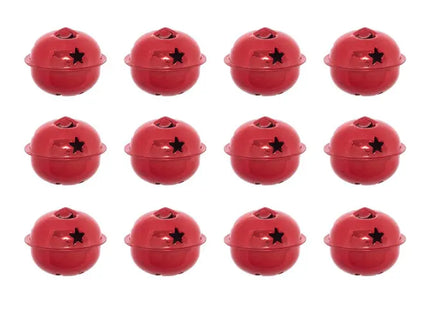 Juego de 12 adornos navideños de metal rojo con forma de cascabel, 3 cm - 215762