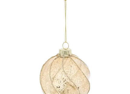 Bola de Navidad de cristal color bronce retorcido, 8 cm  de diámetro  - 215765