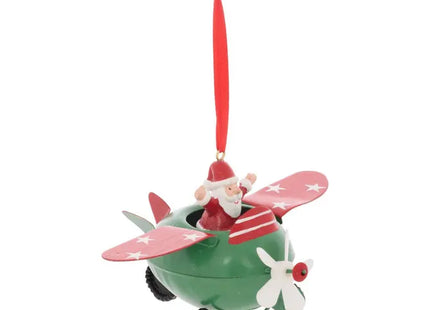 Adorno para árbol de Navidad con diseño de avión de Papá Noel, hecho de metal, 13 cm - 215800