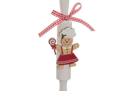 Adorno navideño de madera con forma de rodillo de amasar, 20 cm  - 215823