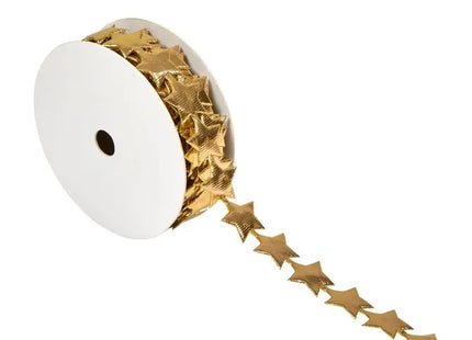 Guirnalda navideña de cinta con estampado de estrellas doradas y plateadas, 12 mm x 5 m - 215840