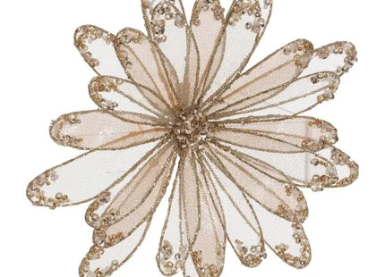 Adorno para árbol de Navidad, flor de dalia dorada, 20 cm de diámetro - 215842