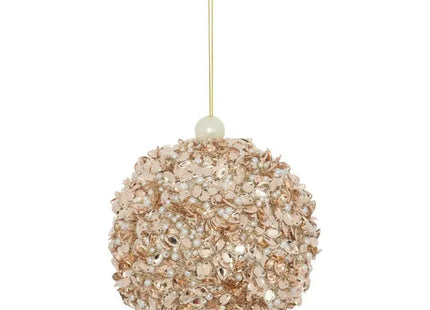 Bola de Navidad con lentejuelas y cuentas doradas, 10 cm de diámetro - 215843