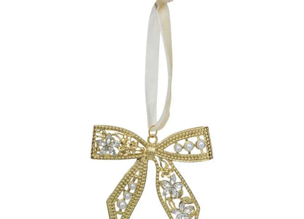 Deco navideña Nudo de metal dorado 6cm x2 - 215911