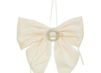 Adorno navideño para árbol de Navidad con lazo de satén beige, 15 cm - 215912