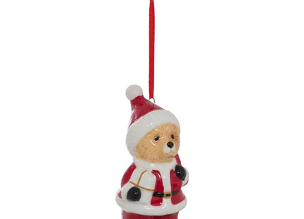 Adorno navideño de cerámica con forma de osito de peluche de Papá Noel, 9 cm - 215974