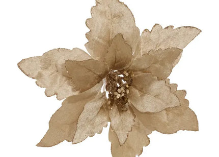 Adorno navideño para árbol de Navidad con forma de flor de pascua color champán, 20 cm de diámetro - 216011