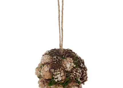 Adorno para árbol de Navidad con bola de piña y musgo, 9 cm de diámetro - 216013