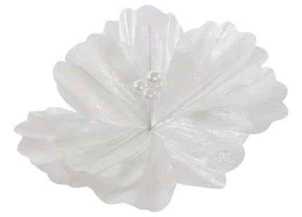 Adorno para árbol de Navidad, flor de magnolia blanca brillante, 22 cm de diámetro  - 216018