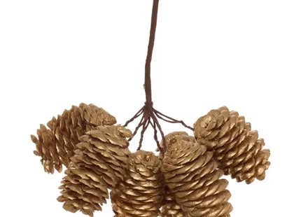 Adorno para árbol de Navidad, rama larga, piña dorada, 13 cm - 216019