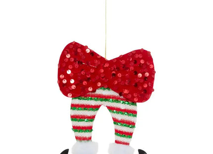 Adorno para árbol de Navidad con piernas de elfo y lazo rojo, 16 cm - 216034