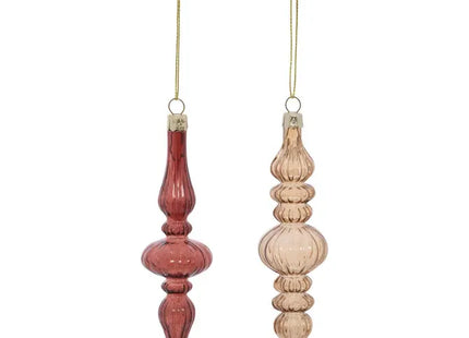 Juego de 2 adornos navideños de plástico marrón para árbol, 14 cm  - 216042