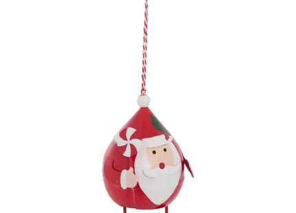 Adorno redondo para árbol de Navidad, Papá Noel en metal rojo, 11 cm de diámetro - 216115