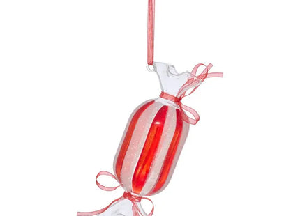 Adorno navideño de cristal rojo a rayas, color caramelo, 13 cm - 216189