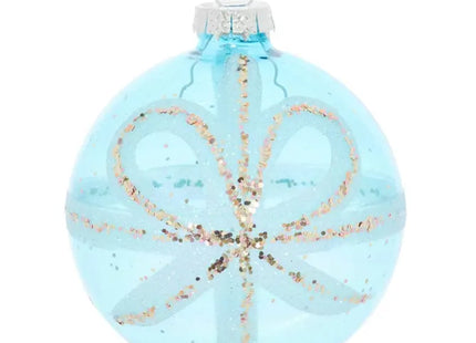 Bola de Navidad de cristal transparente con motivo de lazo, 8cm de diámetro - 216247