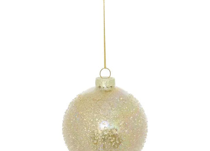 Bola de Navidad de cristal dorado con efecto de tachuelas en el interior, 8cm de diámetro  - 216253