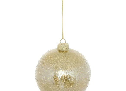 Bola de Navidad de cristal con tachuelas doradas en el interior, 10cm de diámetro - 216254