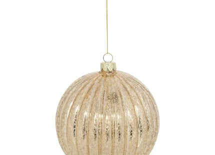 Bola de Navidad de cristal con rayas doradas, 12 cm de diámetro - 216257