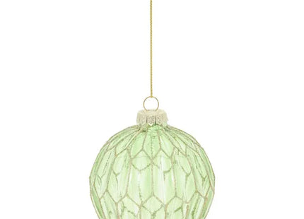 Bola de Navidad hexagonal de cristal verde, 8cm de diámetro  - 216258
