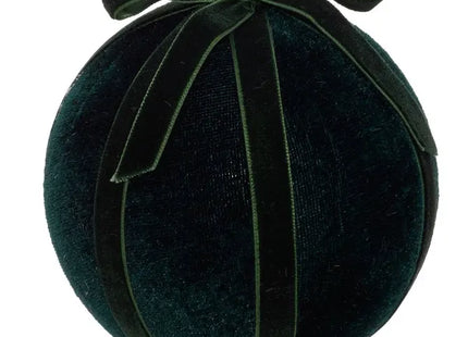 Bola de Navidad de terciopelo y cinta, 10cm de diámetro  - 216266