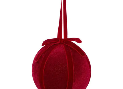 Bola de Navidad de terciopelo y cinta, 10cm de diámetro  - 216266