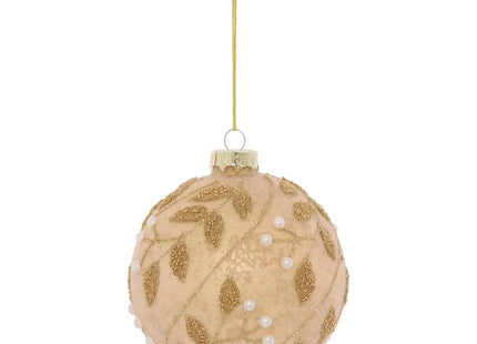 Bola de Navidad de cristal mercurizado con motivo de rama, 8cm de diámetro - 216281