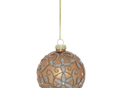 Bola de Navidad de cristal arabesque dorado, 8cm de diámetro - 216285