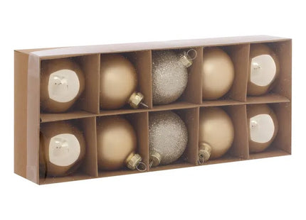 Juego de 10 adornos navideños de cristal dorado, 6 cm de diámetro - 216303