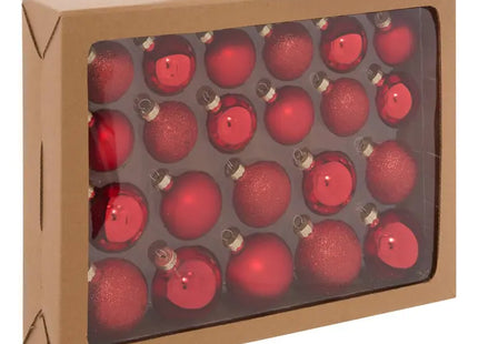 Juego de 22 adornos navideños surtidos de cristal rojo - 216308