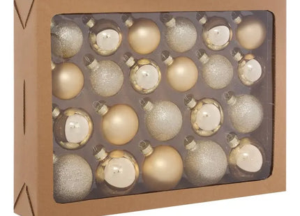 Juego de 22 adornos navideños surtidos de cristal dorado - 216309