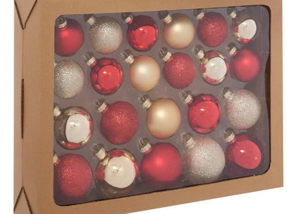 Juego de 22 adornos navideños surtidos de cristal rojo y dorado - 216311