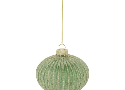 Bola de Navidad de cristal verde con forma de cebolla, 8cm de diámetro - 216316