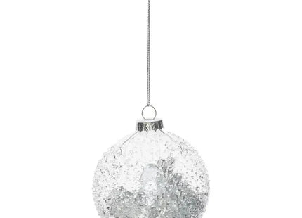 Bola de Navidad de cristal plateado con interior texturizado, 8cm de diámetro - 216317
