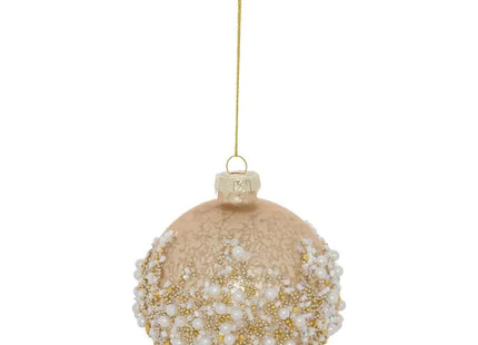 Bola de Navidad de cristal perlado dorado mercurio, 8cm de diámetro - 216326
