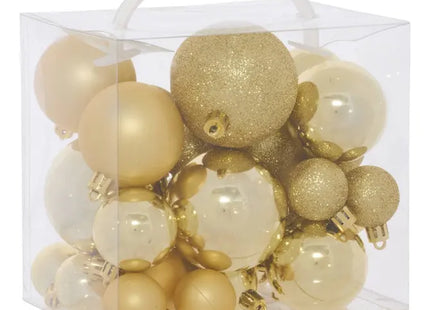 Juego de 35 pequeñas bolas navideñas de plástico dorado - 216341