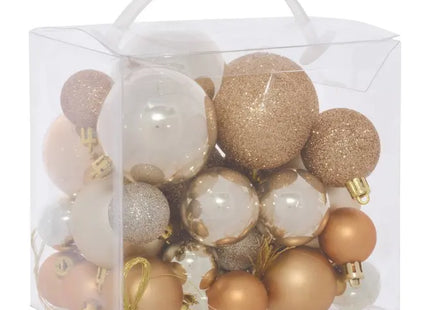 Juego de 35 pequeñas bolas navideñas de plástico color nude - 216345