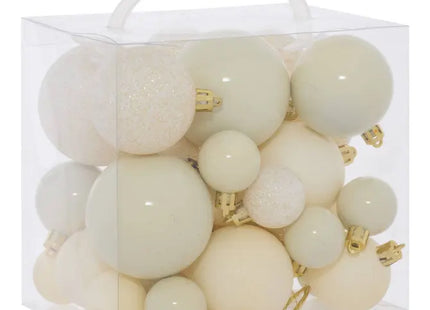 Juego de 35 pequeñas bolas navideñas de plástico color crudo - 216349